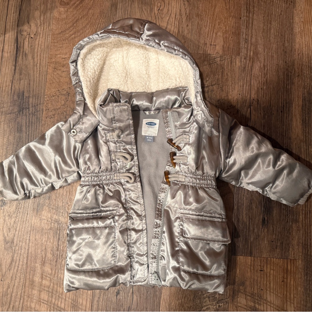 Old Navy Metallic Gray Hooded Jacket